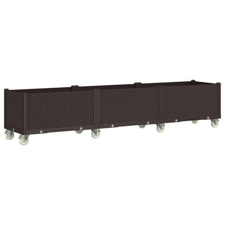 Vidaxl plantenbak met wielen 240x50x54 cm polypropeen bruin