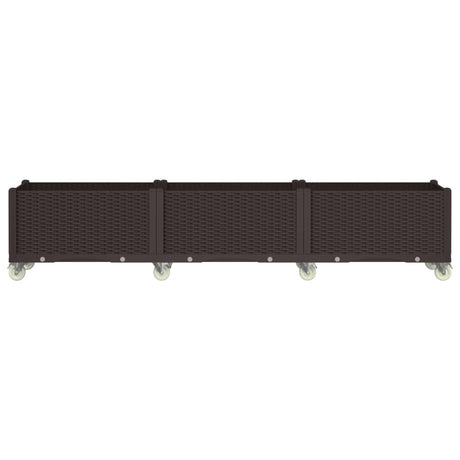 Vidaxl plantenbak met wielen 240x50x54 cm polypropeen bruin