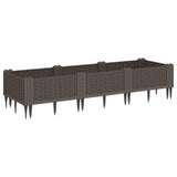 Vidaxl plantenbak met pinnen 125x40x28,5 cm polypropeen bruin