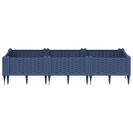 Vidaxl plantenbak met pinnen 125x40x28,5 cm polypropeen blauwgrijs