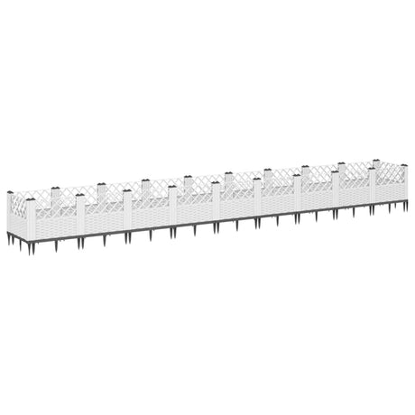 Vidaxl plantenbak met pinnen 363,5x43,5x43,5 cm polypropeen wit