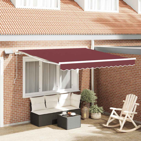 Vidaxl luifel handmatig uittrekbaar met led 300x250 cm bordeauxrood