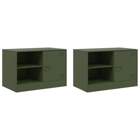 Vidaxl nachtkastjes 2 st 67x39x44 cm staal olijfgroen