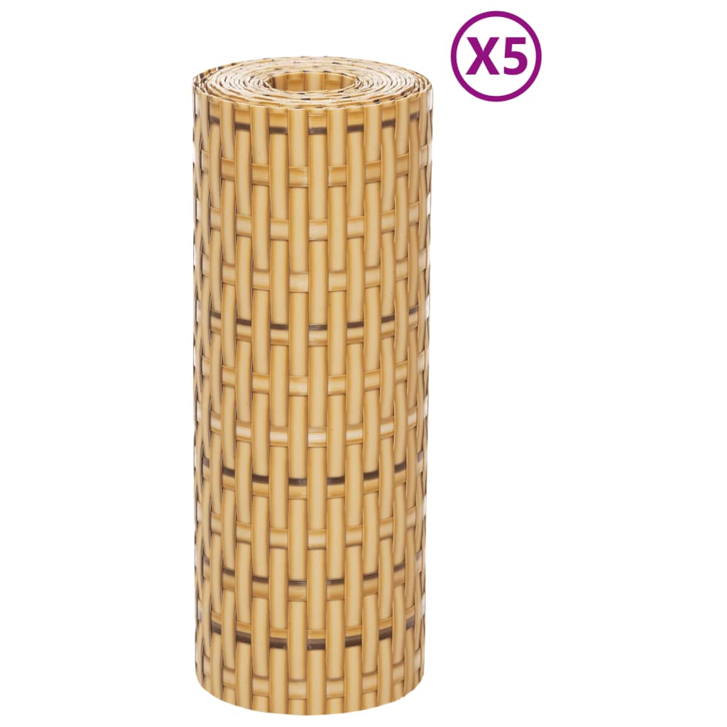 Vidaxl balkonschermen 5 st 255x19 cm poly rattan lichtbruin