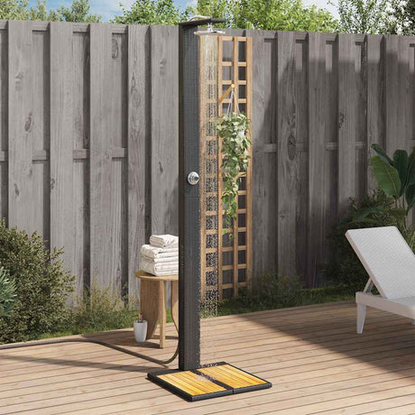 Vidaxl buitendouche 50x55x224 cm poly rattan en acaciahout zwart