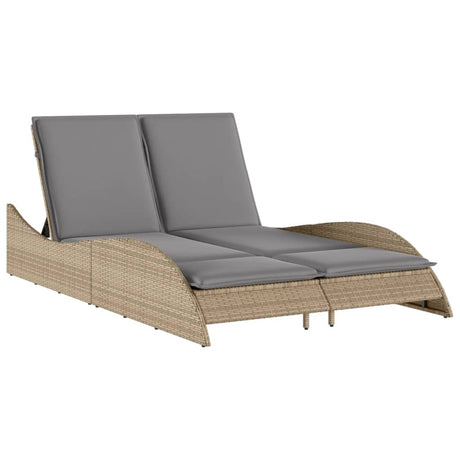 Vidaxl ligbed met kussens 114x205x73 cm poly rattan beige