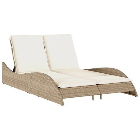 Vidaxl ligbed met kussens 114x205x73 cm poly rattan beige