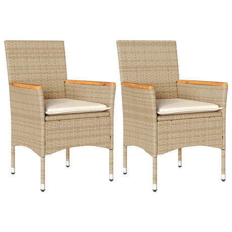 Vidaxl tuinstoelen 2 st met kussens poly rattan beige