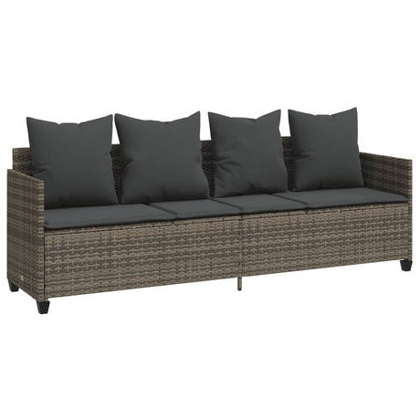 Vidaxl ligbed met kussen poly rattan grijs