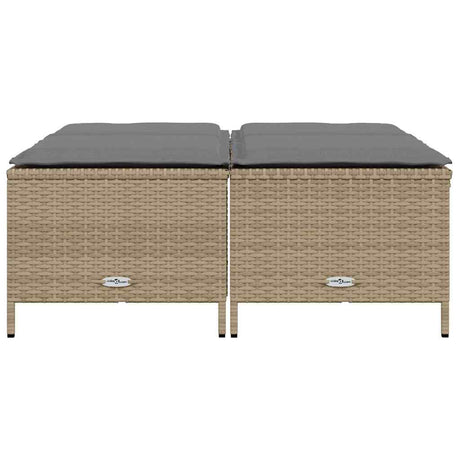 Vidaxl tuinkrukken met kussens 4 st poly rattan beige