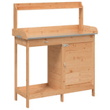 Vidaxl oppottafel met kast 110,5x45x124,5 cm massief vurenhout bruin