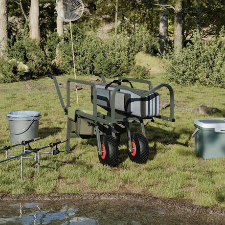 Vidaxl viskar met 2 wielen gepoedercoat staal groen