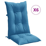 Vidaxl stoelkussens 6 st hoge rug 120x50x7 cm stof gemêleerd blauw