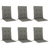 Vidaxl stoelkussens 6 st lage rug 100x50x4 cm stof donkergrijs
