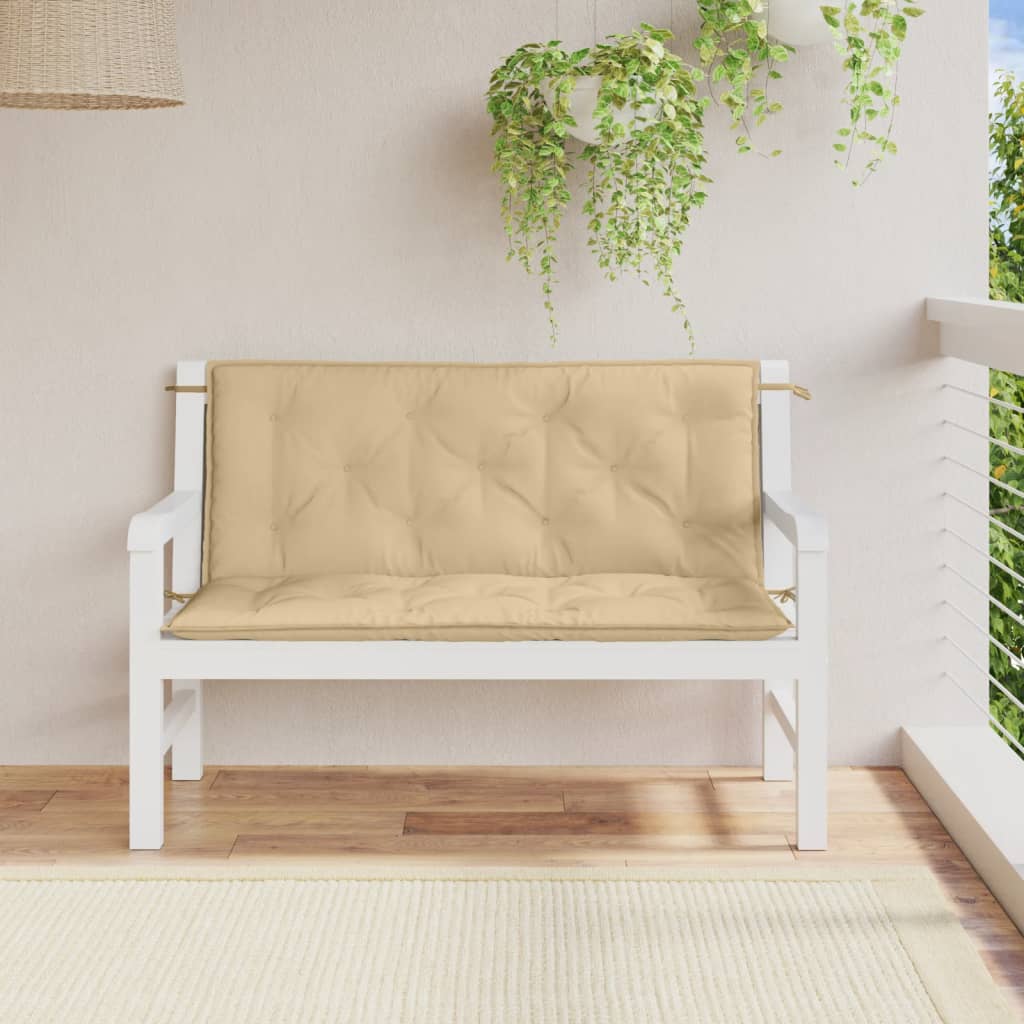 VidaXL Tuinbankkussens 2 st 120x50x7 cm stof gemêleerd beige