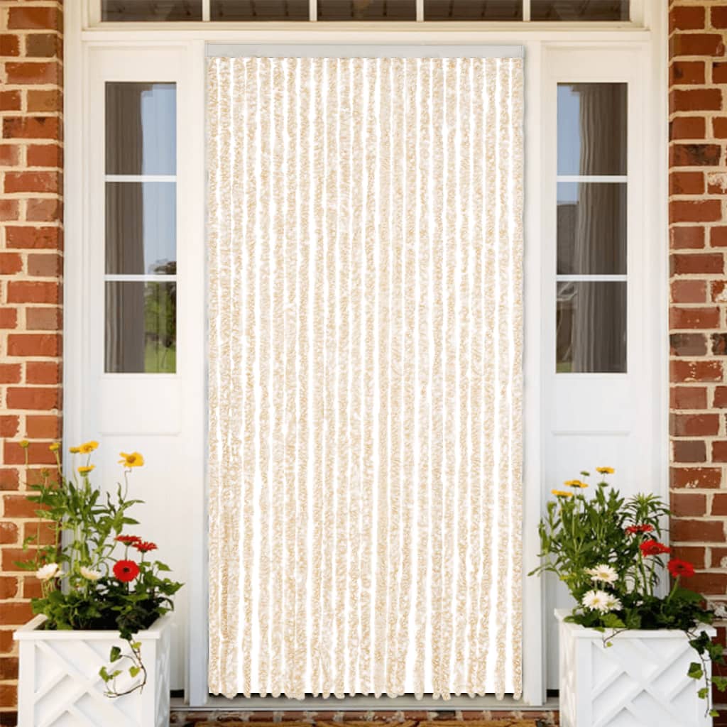 Vidaxl vliegengordijn 100x230 cm chenille beige en wit