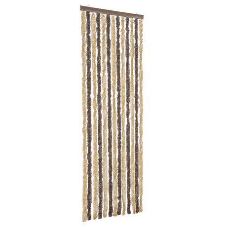 Vidaxl vliegengordijn 56x200 cm chenille donkerbruin en beige