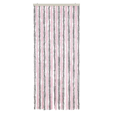 Vidaxl vliegengordijn 56x185 cm chenille zilvergrijs en roze