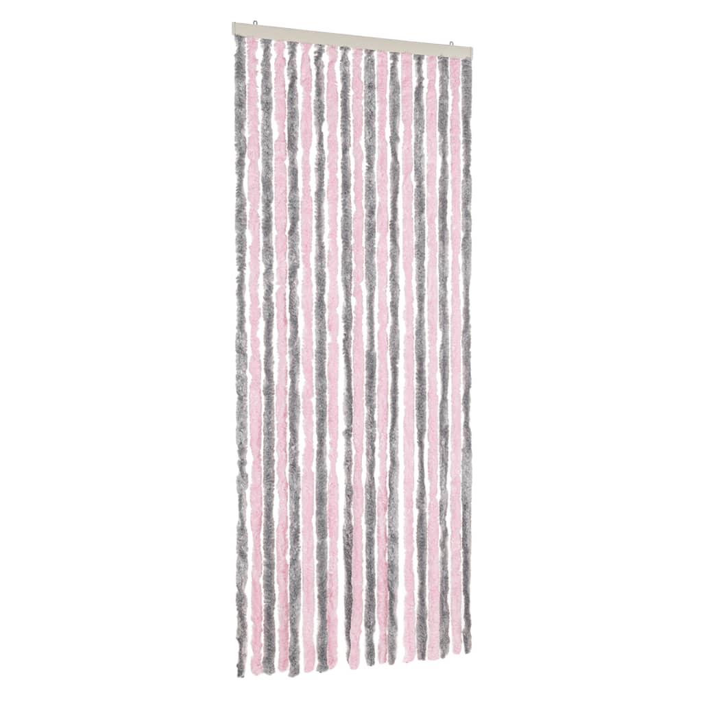 Vidaxl vliegengordijn 56x200 cm chenille zilvergrijs en roze