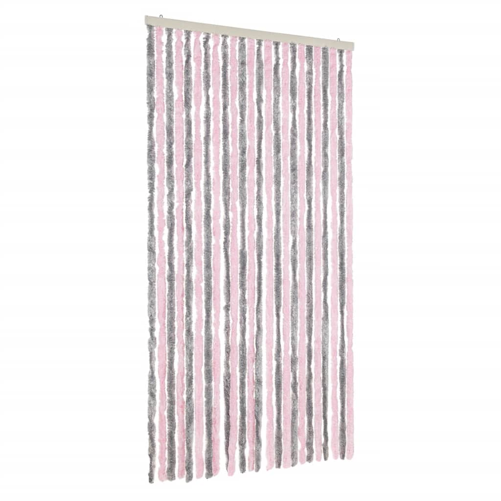 Vidaxl vliegengordijn 100x220 cm chenille zilvergrijs en roze