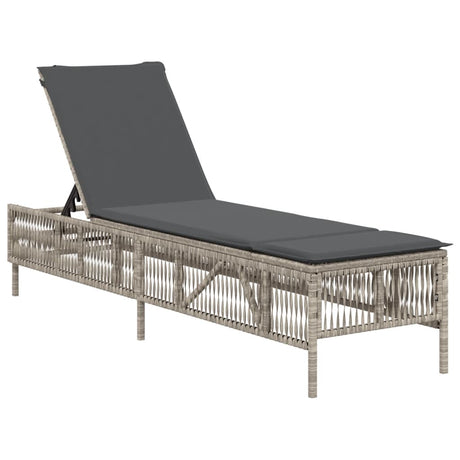 Vidaxl ligbed met kussen poly rattan lichtgrijs
