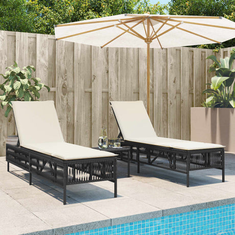 Vidaxl ligbedden 2 st met tafel poly rattan zwart