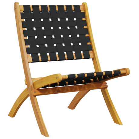 Vidaxl opklapbare stoelen, 2 stuks, zwart, massief acaciahout en stof.