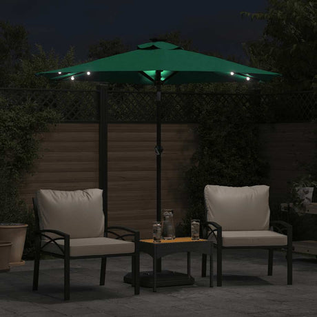 Vidaxl parasol met led's en stalen paal 225x225x212 cm groen