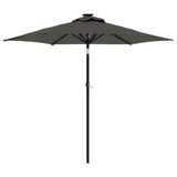 Vidaxl parasol met led's en stalen paal 225x225x212cm antracietkleurig