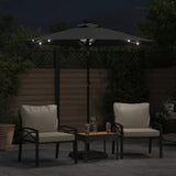 Vidaxl parasol met led's en stalen paal 225x225x212cm antracietkleurig