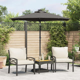 Vidaxl parasol met led's en stalen paal 225x225x212cm antracietkleurig