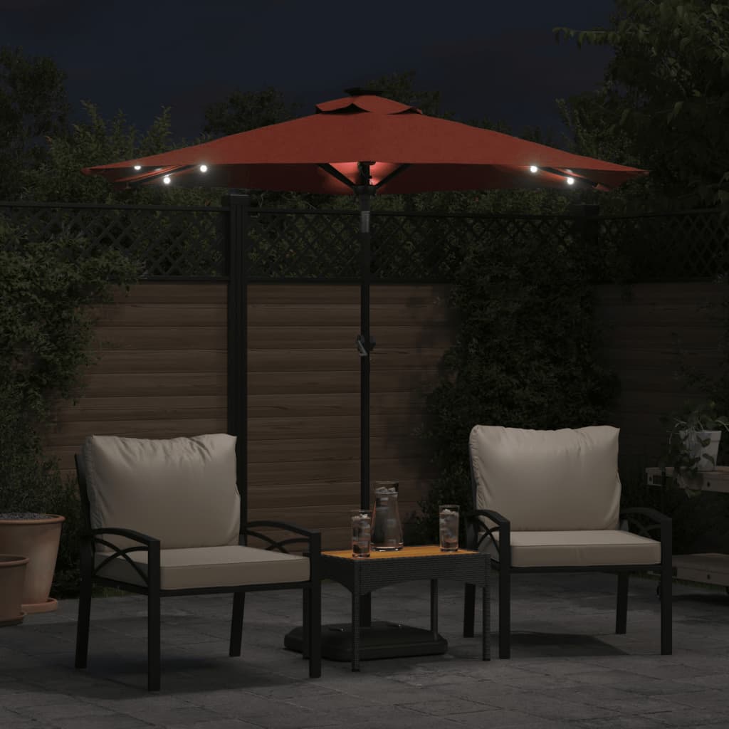 Vidaxl parasol met led's en stalen paal 225x225x212 cm terracotta