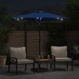 Vidaxl parasol met led's en stalen paal 225x225x212 cm azuurblauw