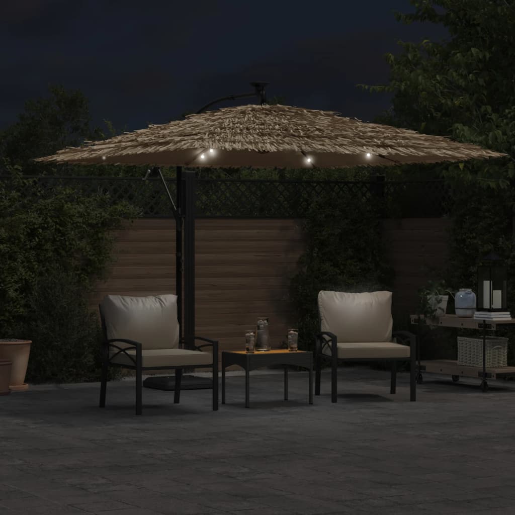 Vidaxl parasol met led's en stalen paal 290x290x238 cm bruin