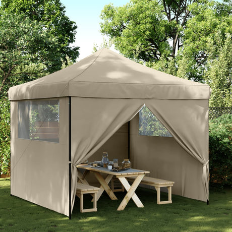 Vidaxl partytent inklapbaar pop-up met 4 zijwanden taupe