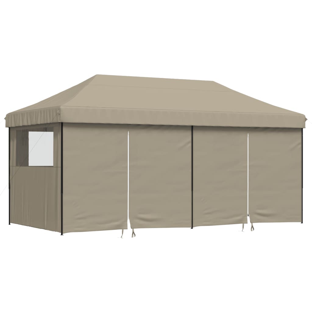 VidaXL Partytent inklapbaar pop-up met 4 zijwanden taupe