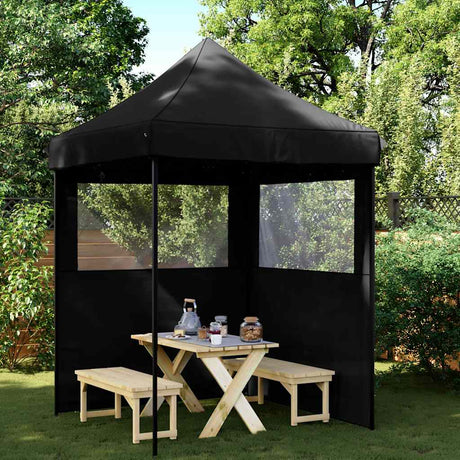 Vidaxl partytent inklapbaar pop-up met 2 zijwanden zwart