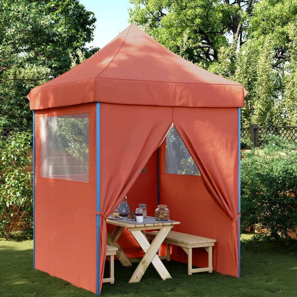 Vidaxl partytent inklapbaar pop-up met 4 zijwanden terracottakleurig