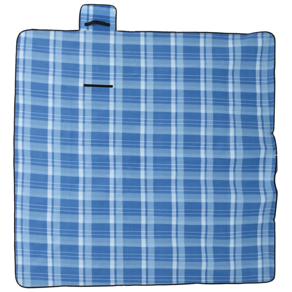 Vidaxl picknickkleed opvouwbaar geruit 200x200 cm fluweel blauw