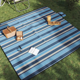 Vidaxl picknickkleed opvouwbaar gestreept 200x200 cm fluweel blauw wit