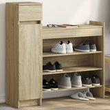 Vidaxl schoenenkast 100,5x28x100 cm bewerkt hout sonoma eikenkleurig