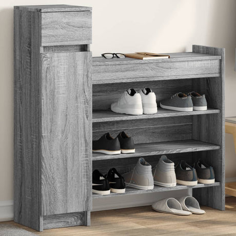 Vidaxl schoenenkast 100,5x28x100 cm bewerkt hout grijs sonoma eiken