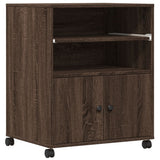 Vidaxl printerkastje met wielen 60x48x74 cm bruin eikenkleurig