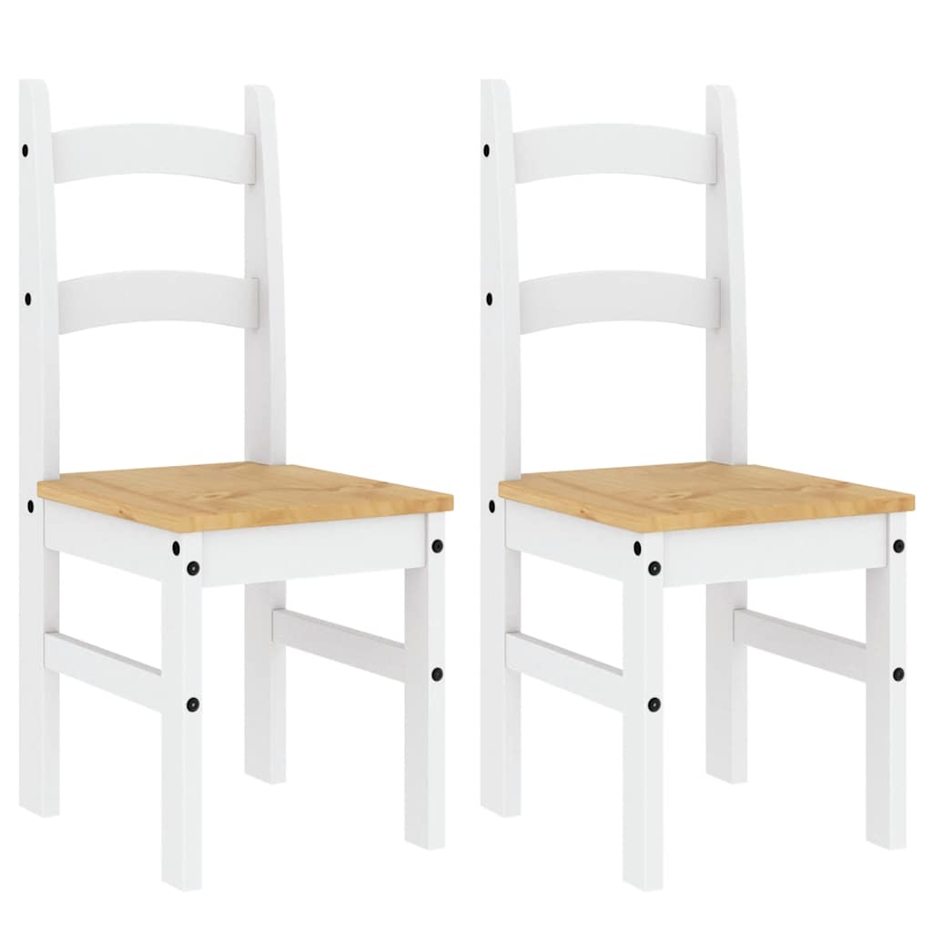 Vidaxl eetkamerstoelen 2 st 40x46x99 cm massief grenenhout wit