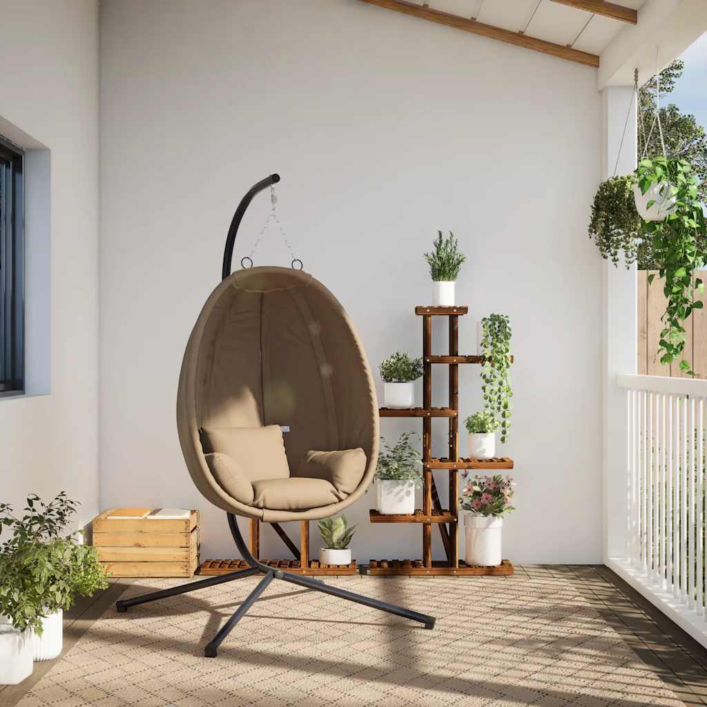Vidaxl hangstoel met standaard stof en staal taupe