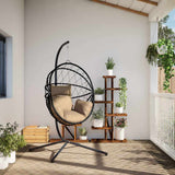 Vidaxl hangstoel met standaard rattan en staal taupe