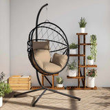 Vidaxl hangstoel met standaard rattan en staal taupe