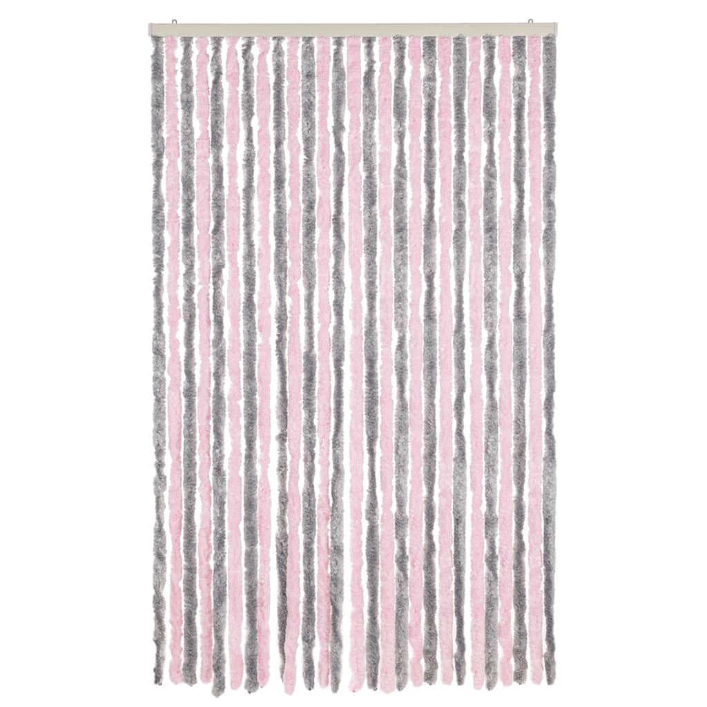 Vidaxl vliegengordijn 118x220 cm chenille zilvergrijs en roze