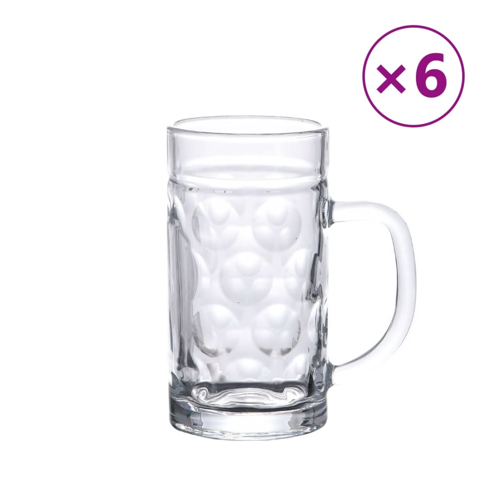 Vidaxl bierpullen met handvat 6 st 500 ml glas