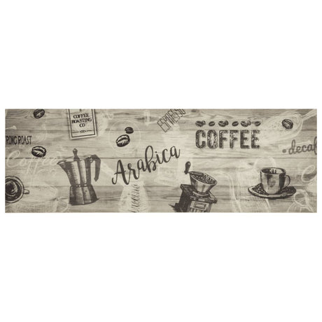 Vidaxl keukenmat wasbaar koffieprint 60x180 cm fluweel grijs
